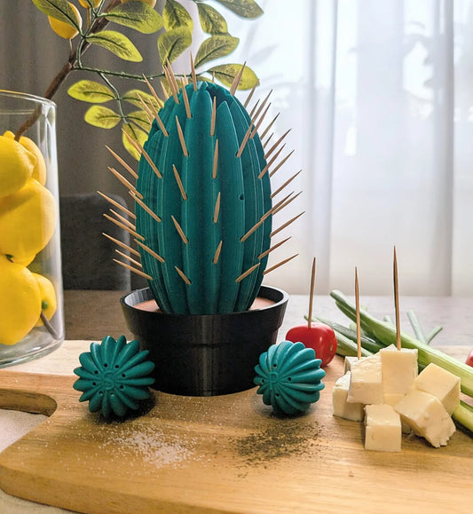 Cactus Party – Suport de scobitori cu solnite si spatiu de depozitare