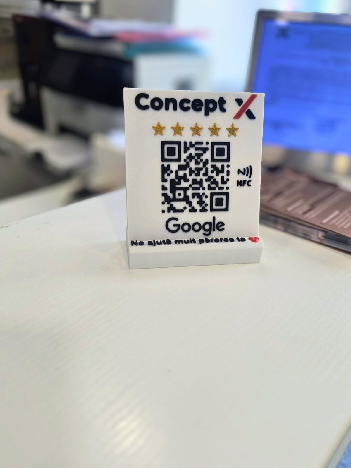 Stand Google Reviews pentru restaurante si cafenele, cu QR si NFC