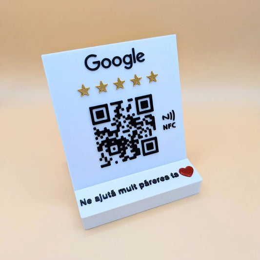 Stand de recenzii Google imprimat 3D cu QR și NFC integrat pentru clienți