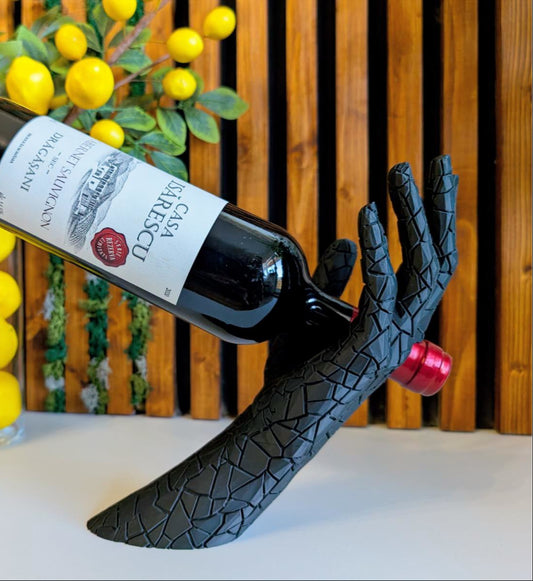 Suport pentru sticla de vin in forma de mana, cadou original, print 3D