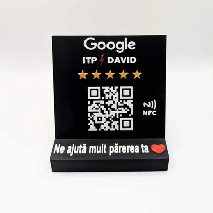 Stand recenzii Google cu QR si NFC – crește numărul de review-uri