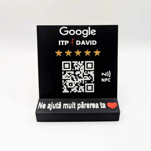 Stand recenzii Google cu QR si NFC – crește numărul de review-uri