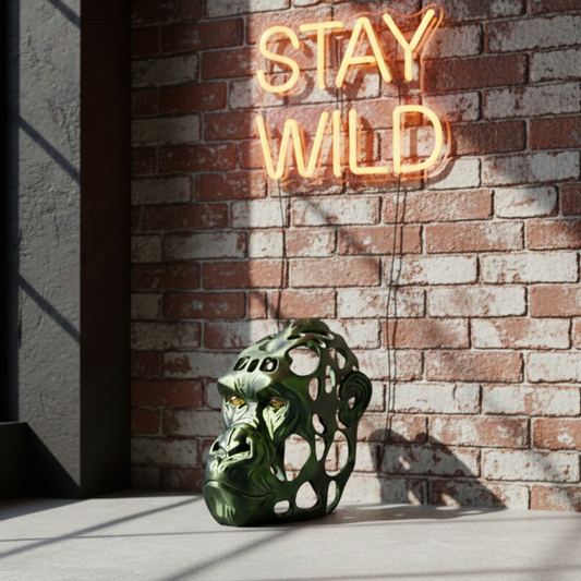 Statueta Decorativa Cap de Gorila – Black & Gold Edition