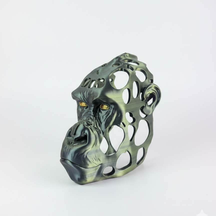 Statueta Decorativa Cap de Gorila – Black & Gold Edition