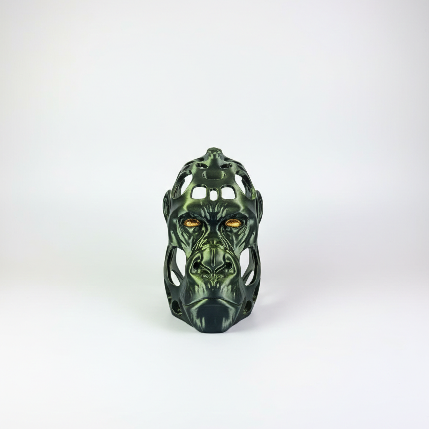 Statueta Decorativa Cap de Gorila – Black & Gold Edition