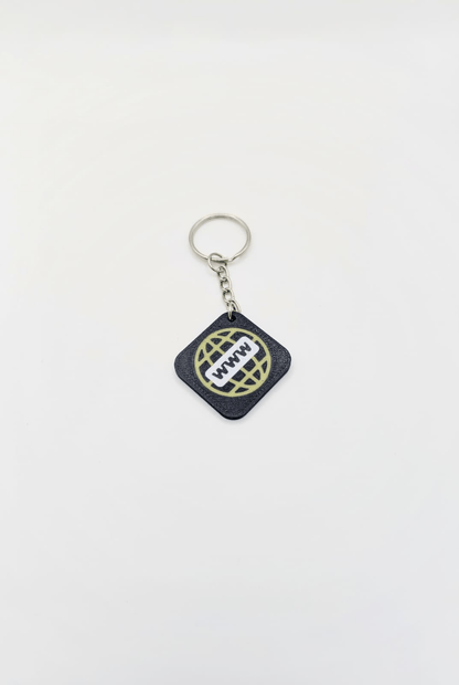 Breloc personalizabil cu simbolul www pentru redirectionare automata catre site-ul afacerii sau portofoliu