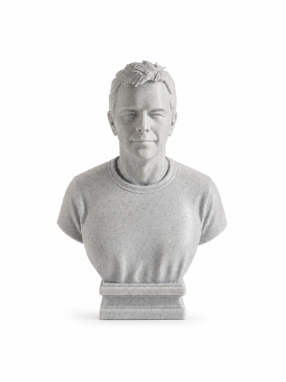 Bust 3D personalizat dupa poza, portret 3D alb pentru cadou unic