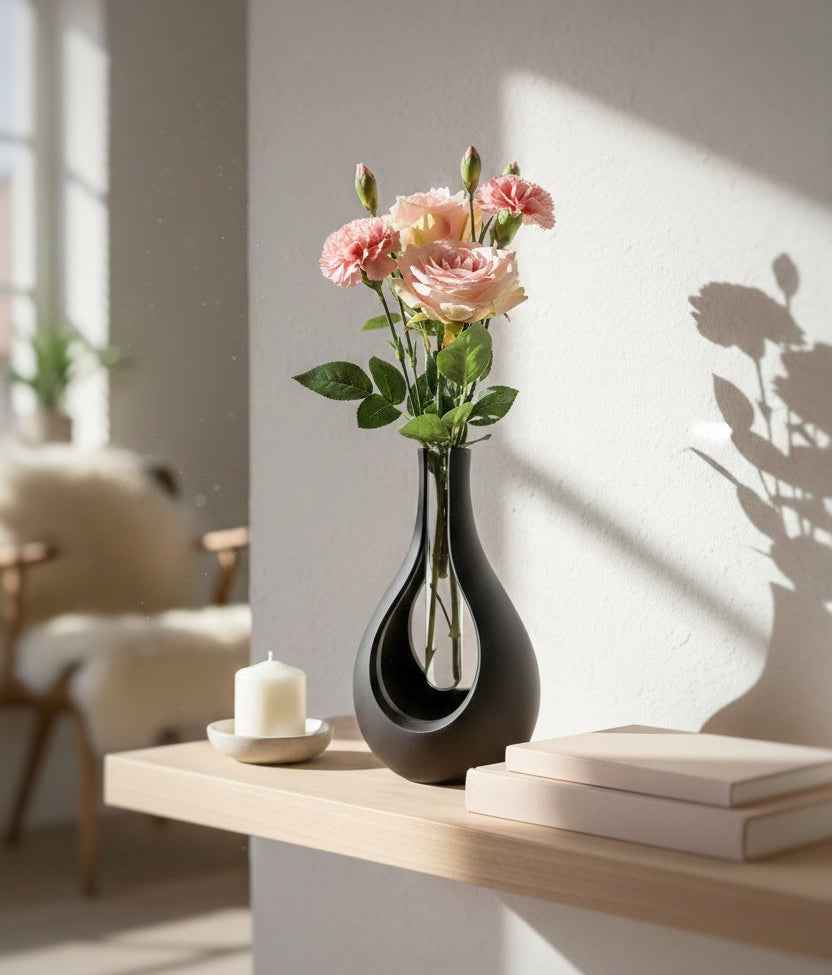Vaza Hollow Drop 3D, Minimalista, Stil Scandinav, Eleganta, 20 cm Inaltime