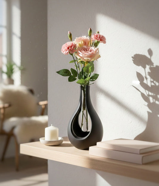 Vaza Hollow Drop 3D, Minimalista, Stil Scandinav, Eleganta, 20 cm Inaltime