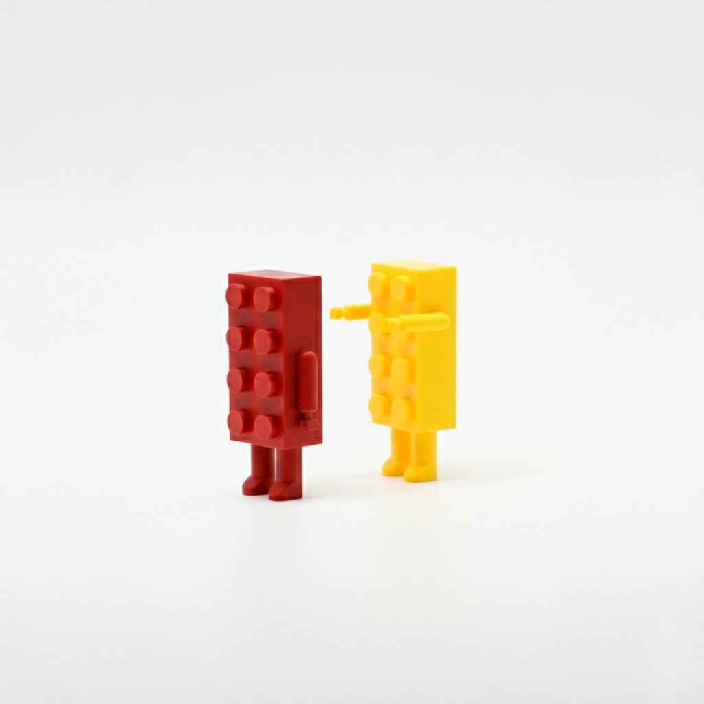 Set Figurine Cuplu Stil Lego - Decoratiune Minimalista Birou si Casa